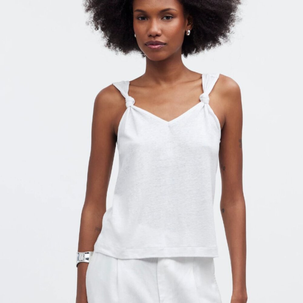 Madewell Knotted-Strap Tank White Size Small - NEW WITH TAGS
